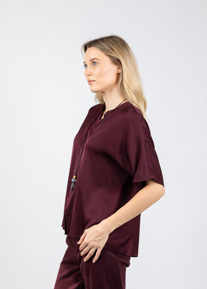 Repeat Silk Blouse in Merlot available at Barbara Katz
