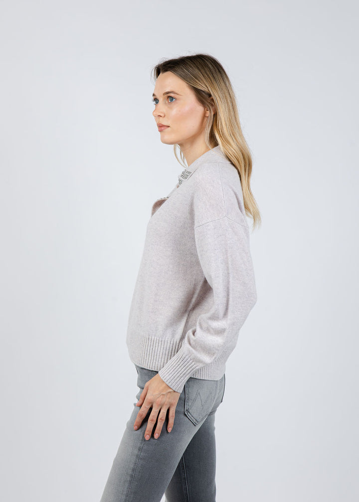 Repeat Collared Cashmere Sweater in Snow available at Barbara Katz