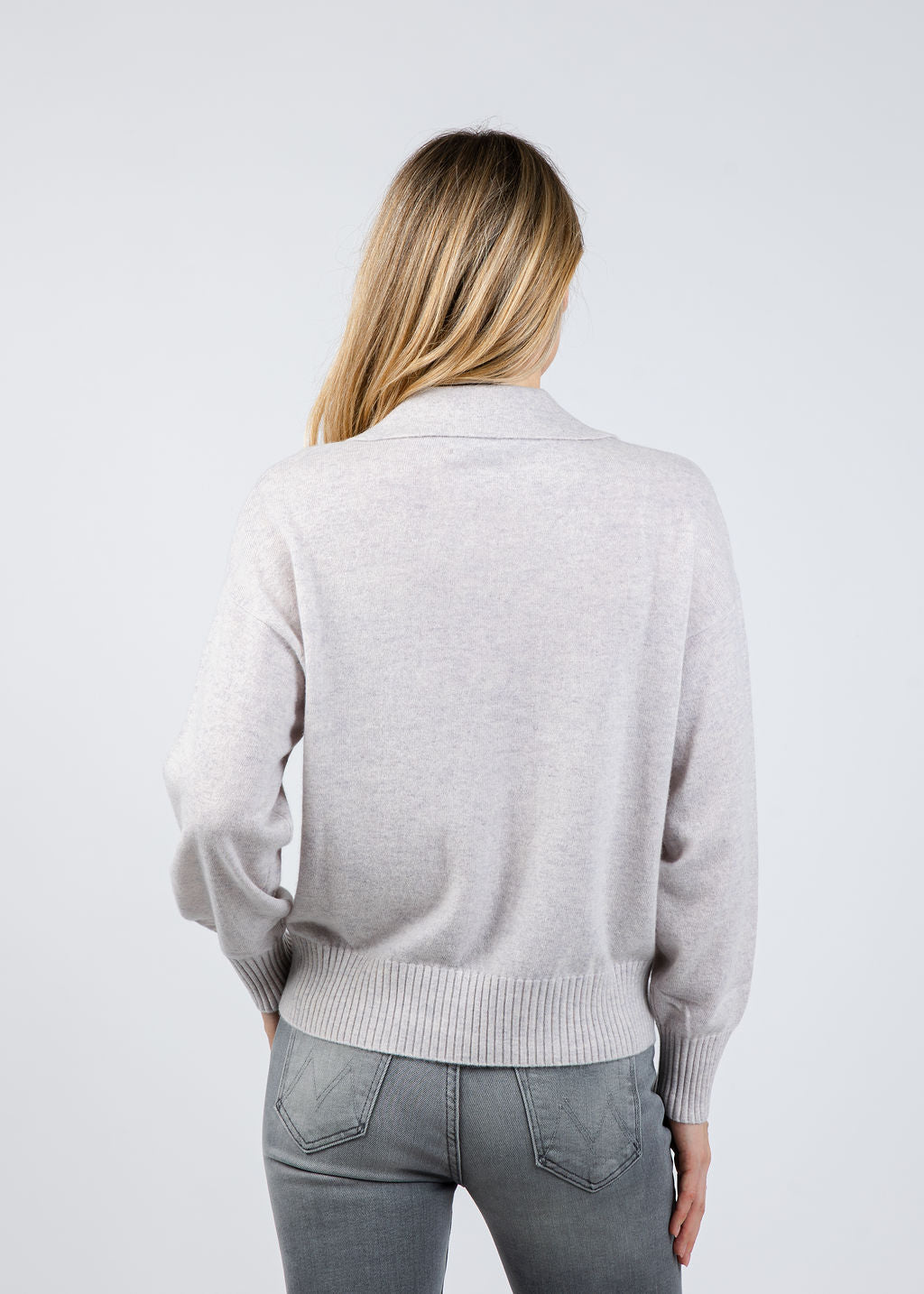 Repeat Collared Cashmere Sweater in Snow available at Barbara Katz