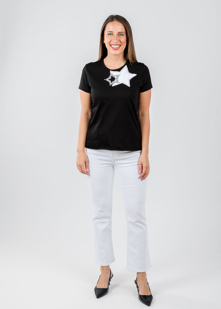 Suzy T Bett Double Star Top in Black available at Barbara Katz