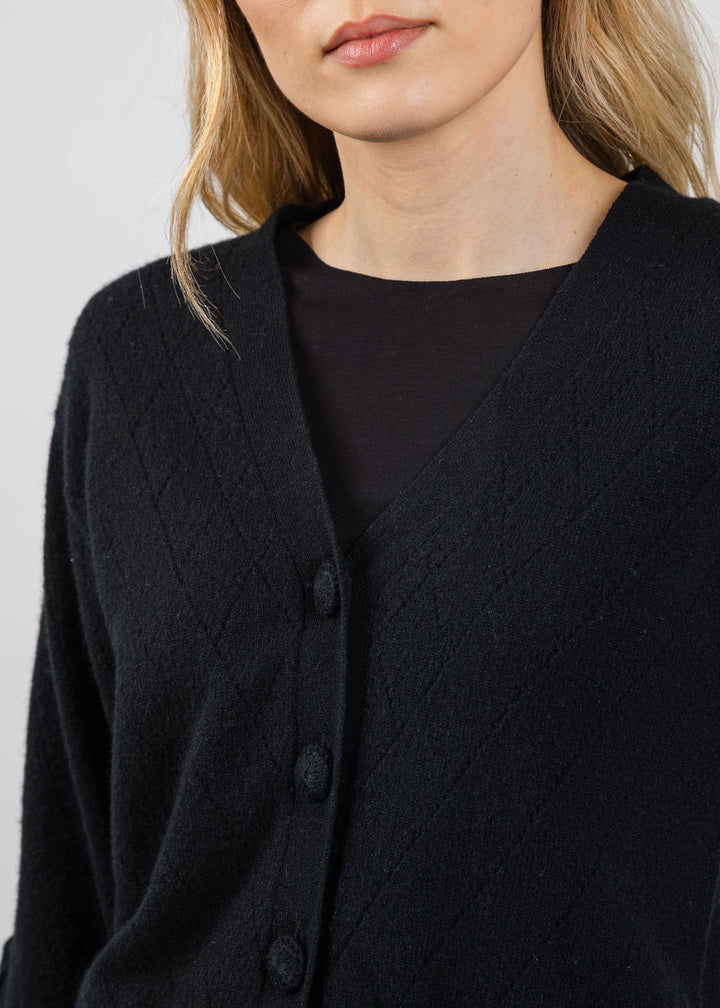 Whisper by Brodie Ashley Fringe Cardigan in Black available at Barbara Katz