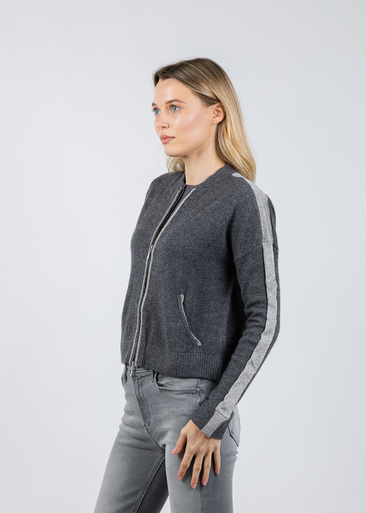 Whisper by Brodie Luxe Bomber Jacket in Derby Grey available at Barbara Katz