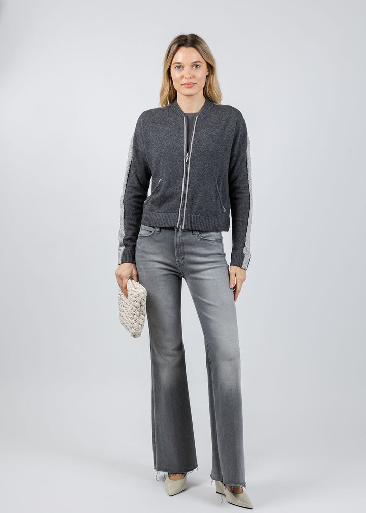 Whisper by Brodie Luxe Bomber Jacket in Derby Grey available at Barbara Katz