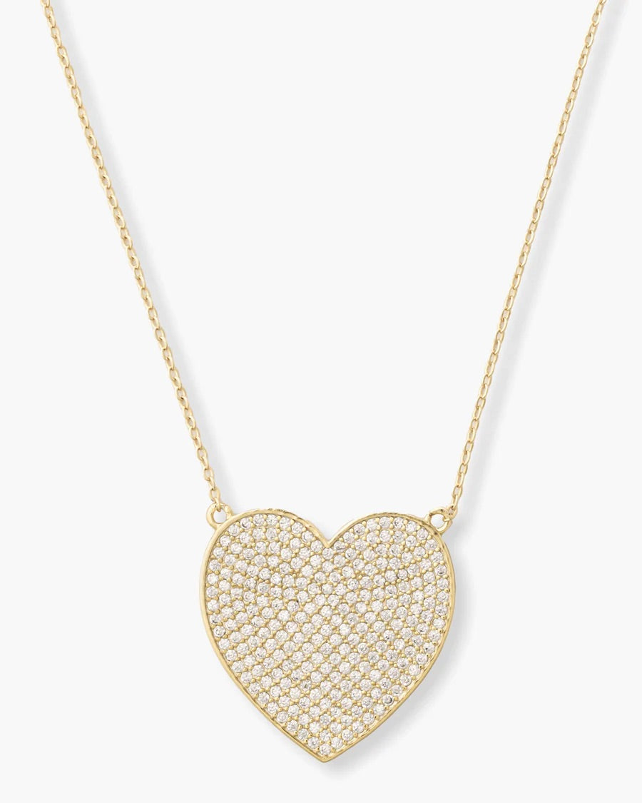 Melinda Maria XL You Have My Whole Heart Pave Necklace 18'