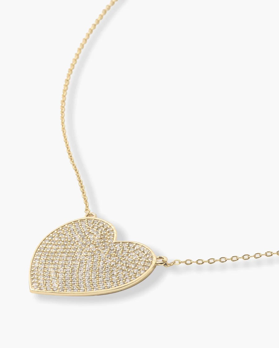 Melinda Maria XL You Have My Whole Heart Pave Necklace 18'