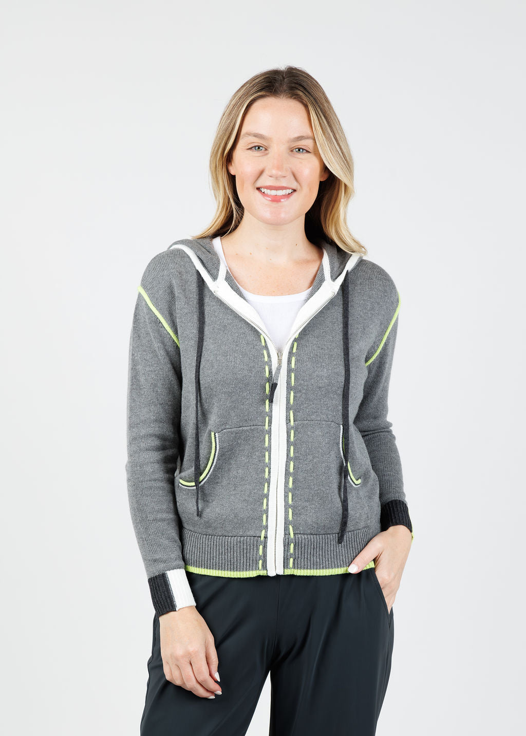 Zaket & Plover Dolly Whipstitch Hoodie in Cloud available at Barbara Katz