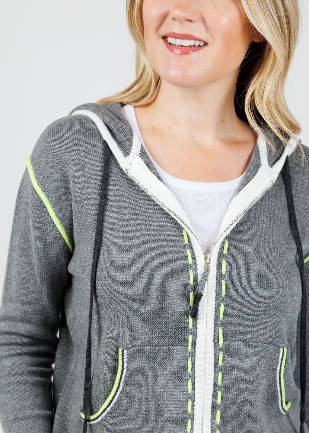 Zaket & Plover Dolly Whipstitch Hoodie in Cloud available at Barbara Katz