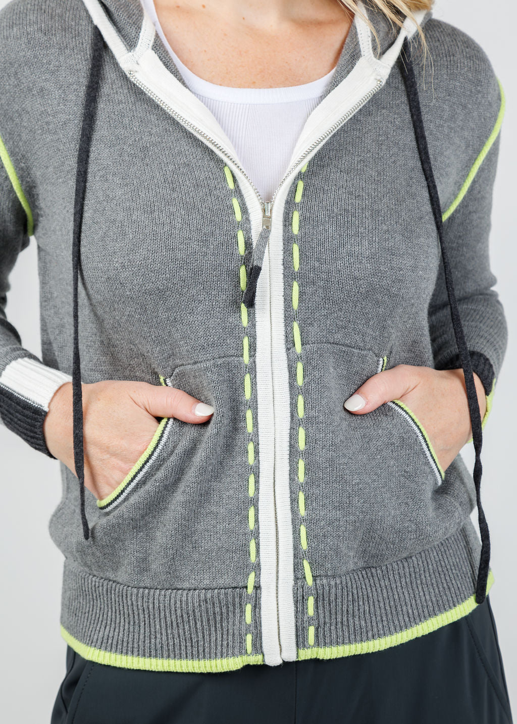 Zaket & Plover Dolly Whipstitch Hoodie in Cloud available at Barbara Katz