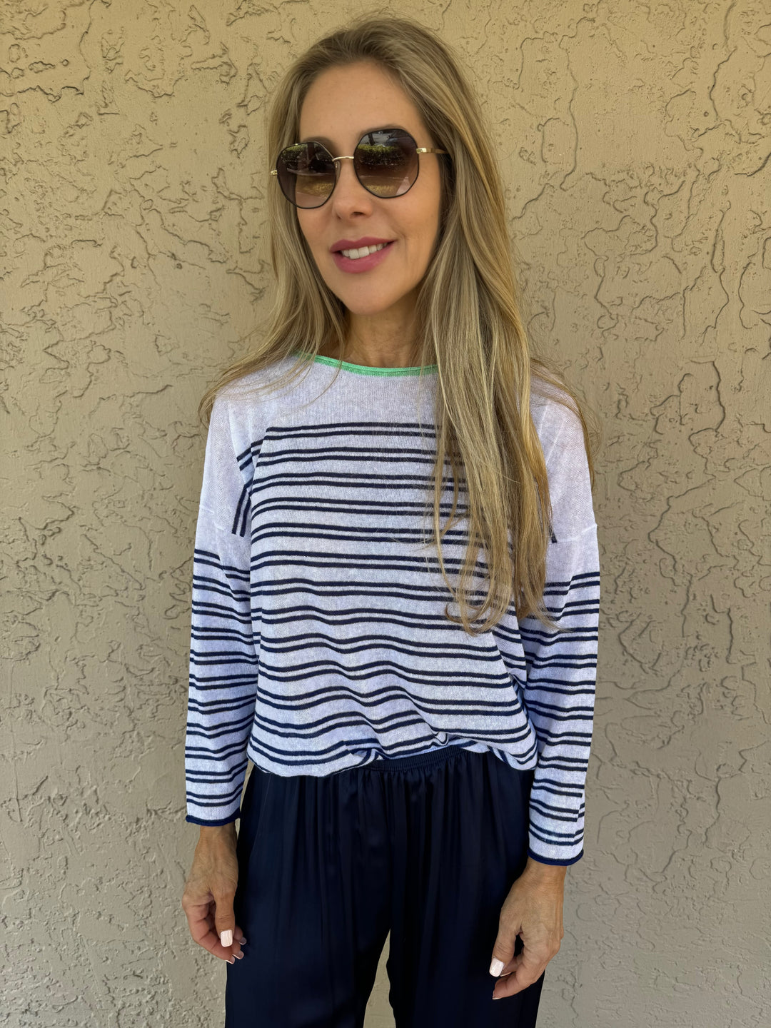 Elliott Lauren Sweater With Lines - Blue/White