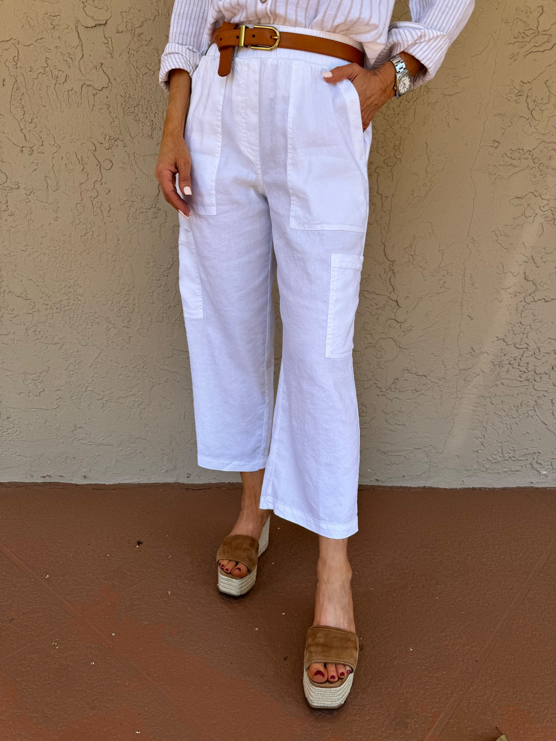 Elliott Lauren Linen Cargo Pants - White