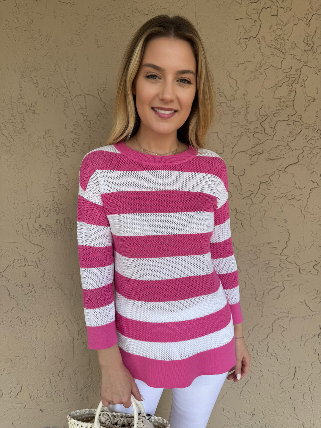 Pure Amici Slip On Crew Sweater - Pink