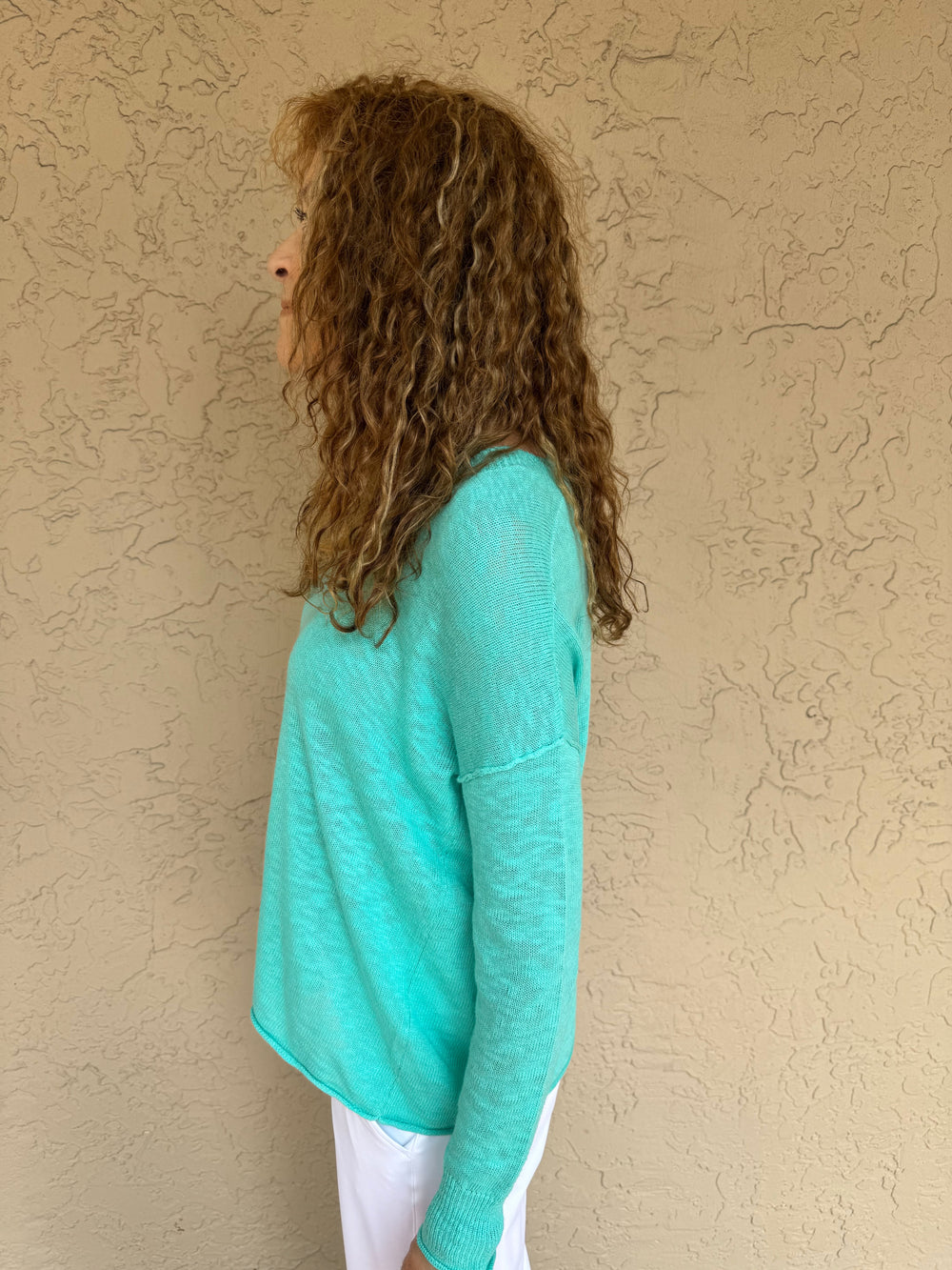 J Society Long Sleeve V-Neck Sweater - Aqua