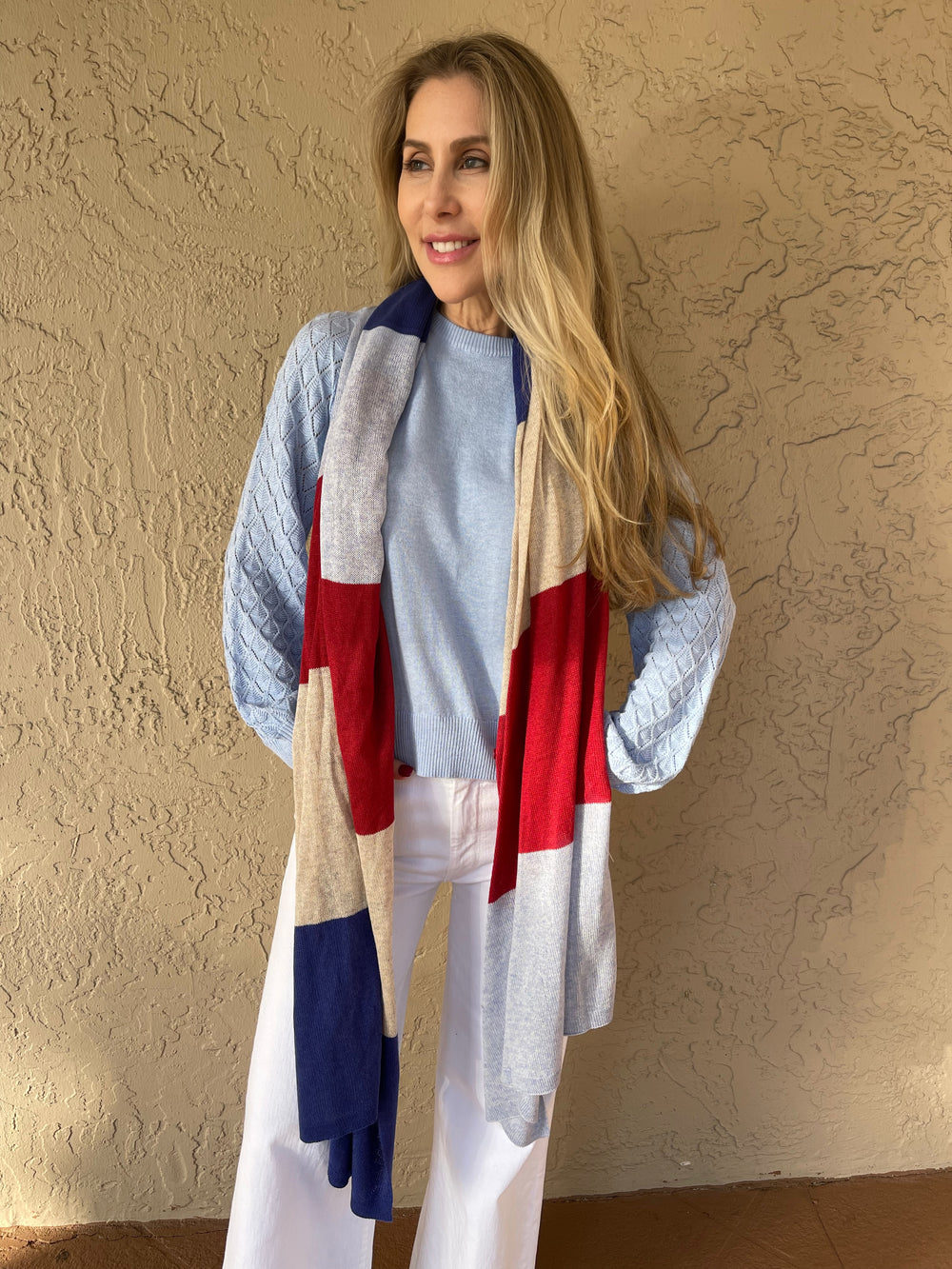 Striped Silky Travel Wrap - Royal Combo