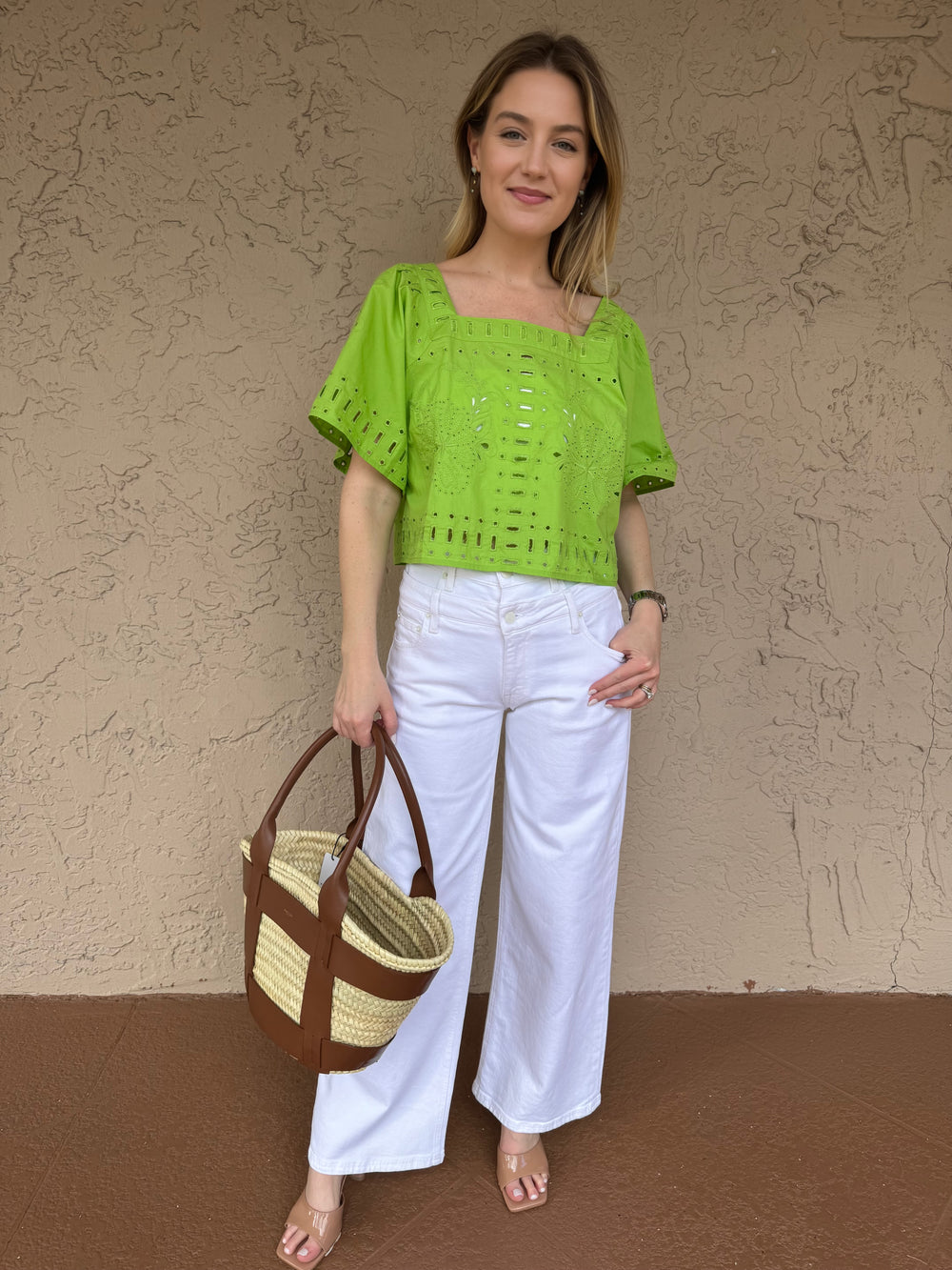 Rails Laine Top With Wide Short Sleeves in Green