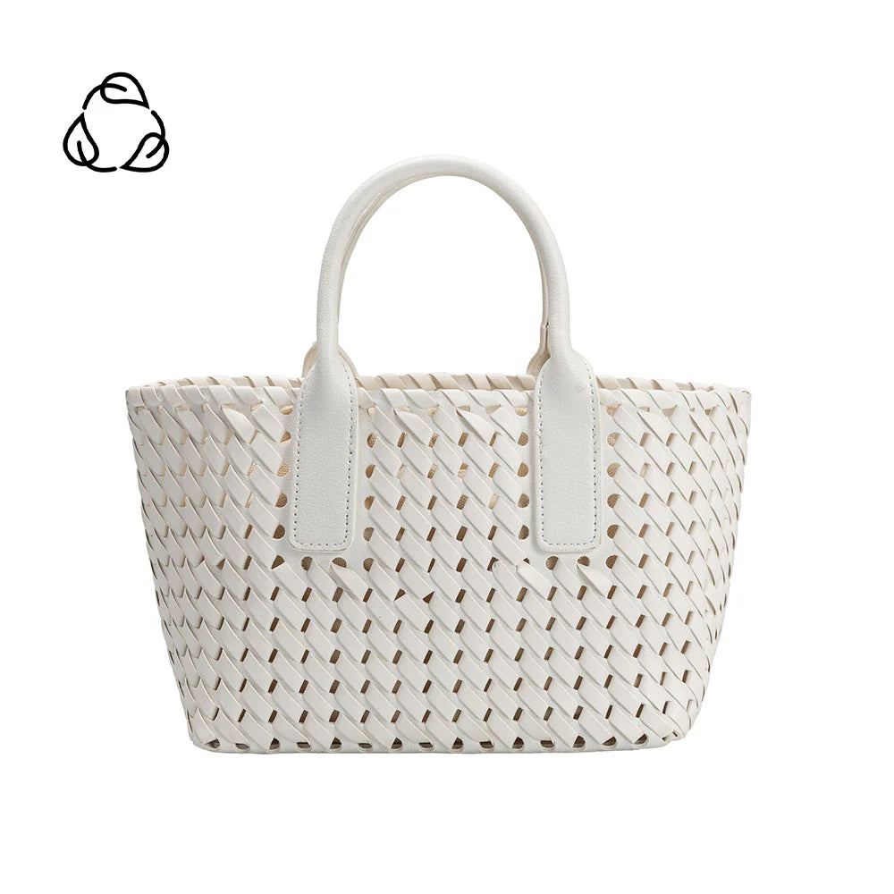 Melie Bianco Chloe Mini Woven Handbag - White