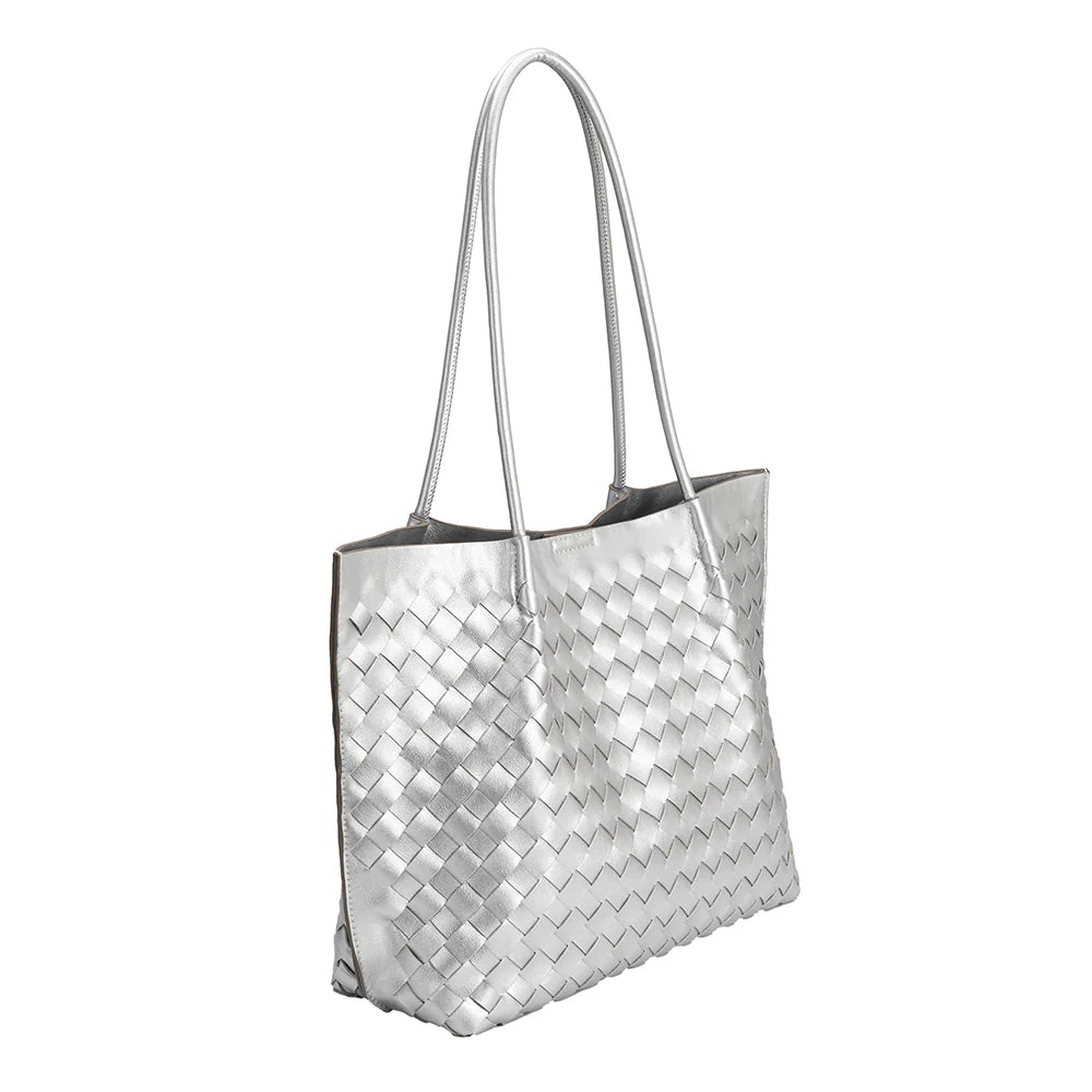 Melie Bianco Victoria Medium Tote Bag - Silver