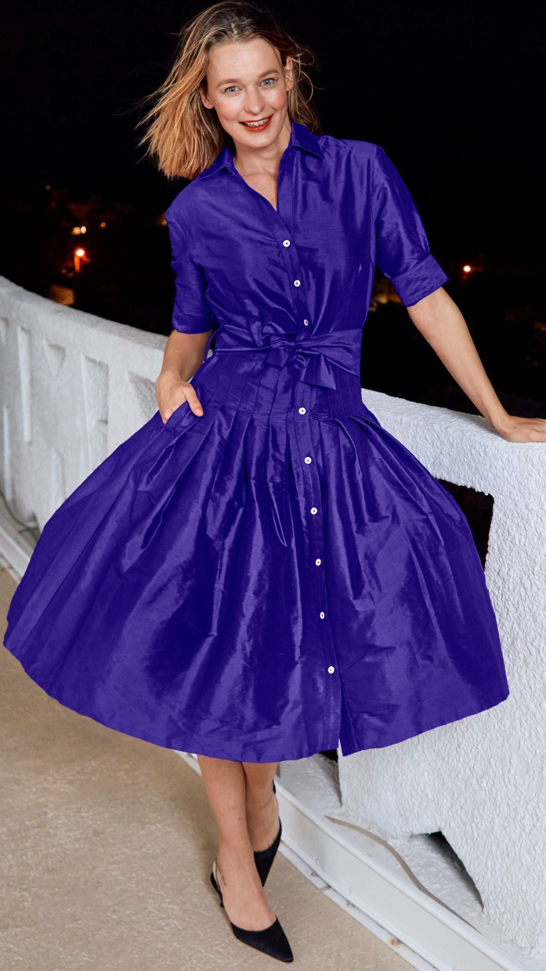 Dizzy-Lizzie Mrs Maisel Silk Dress in Purple