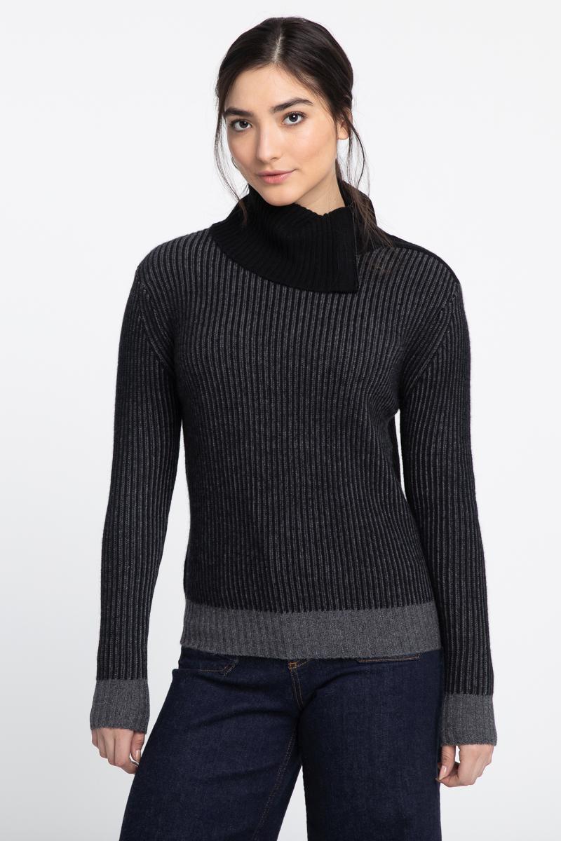 Kinross Plaited Zip Collar T-Neck Sweater