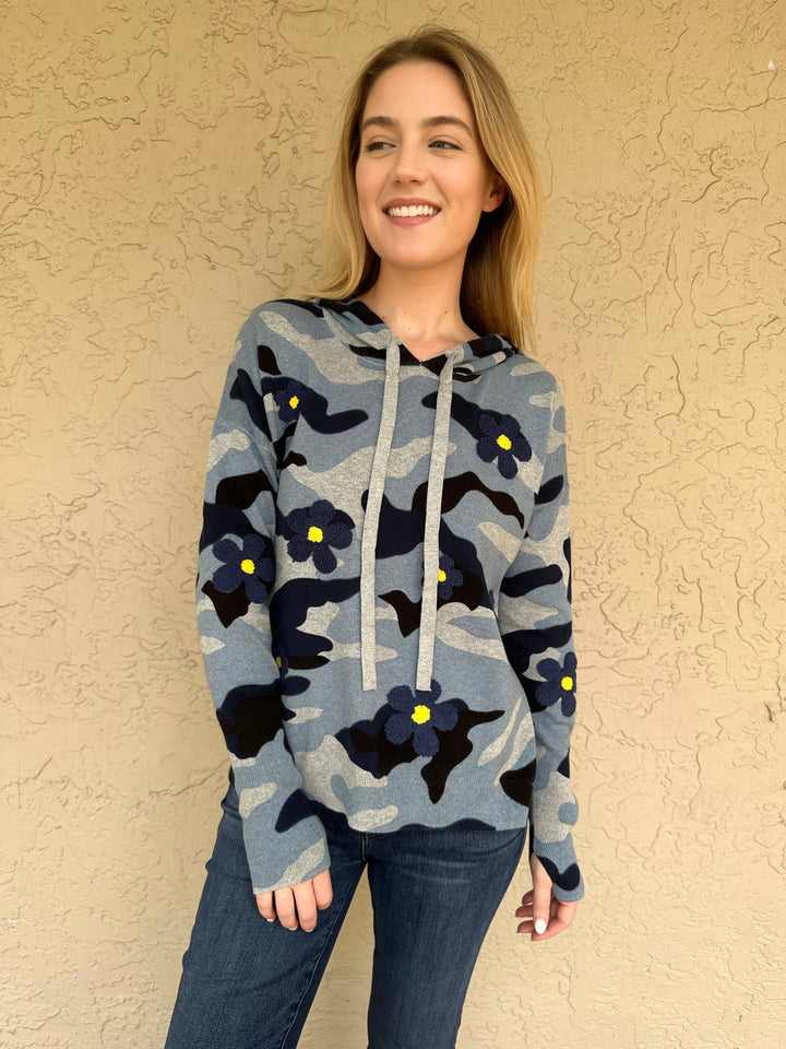 J Society 3D Floral Camo Sweater - Denim