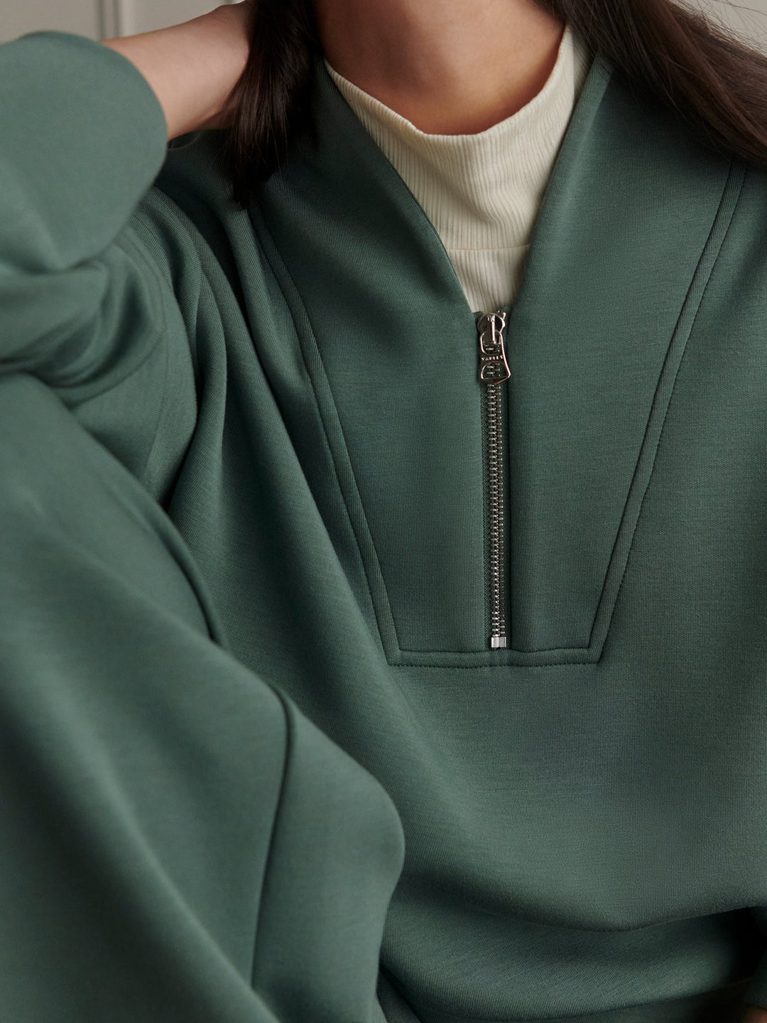 Varley Davidson Sweatshirt in Dark Forest available at Barbara Katz