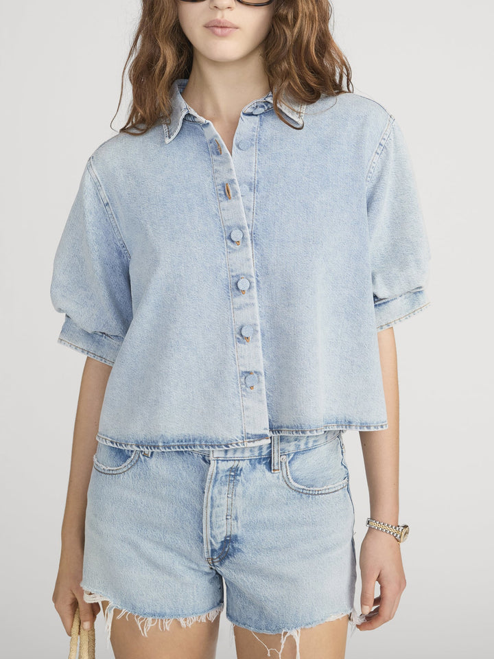 Frame The Billow Sleeve Shirt in Puffin available at Barbara Katz