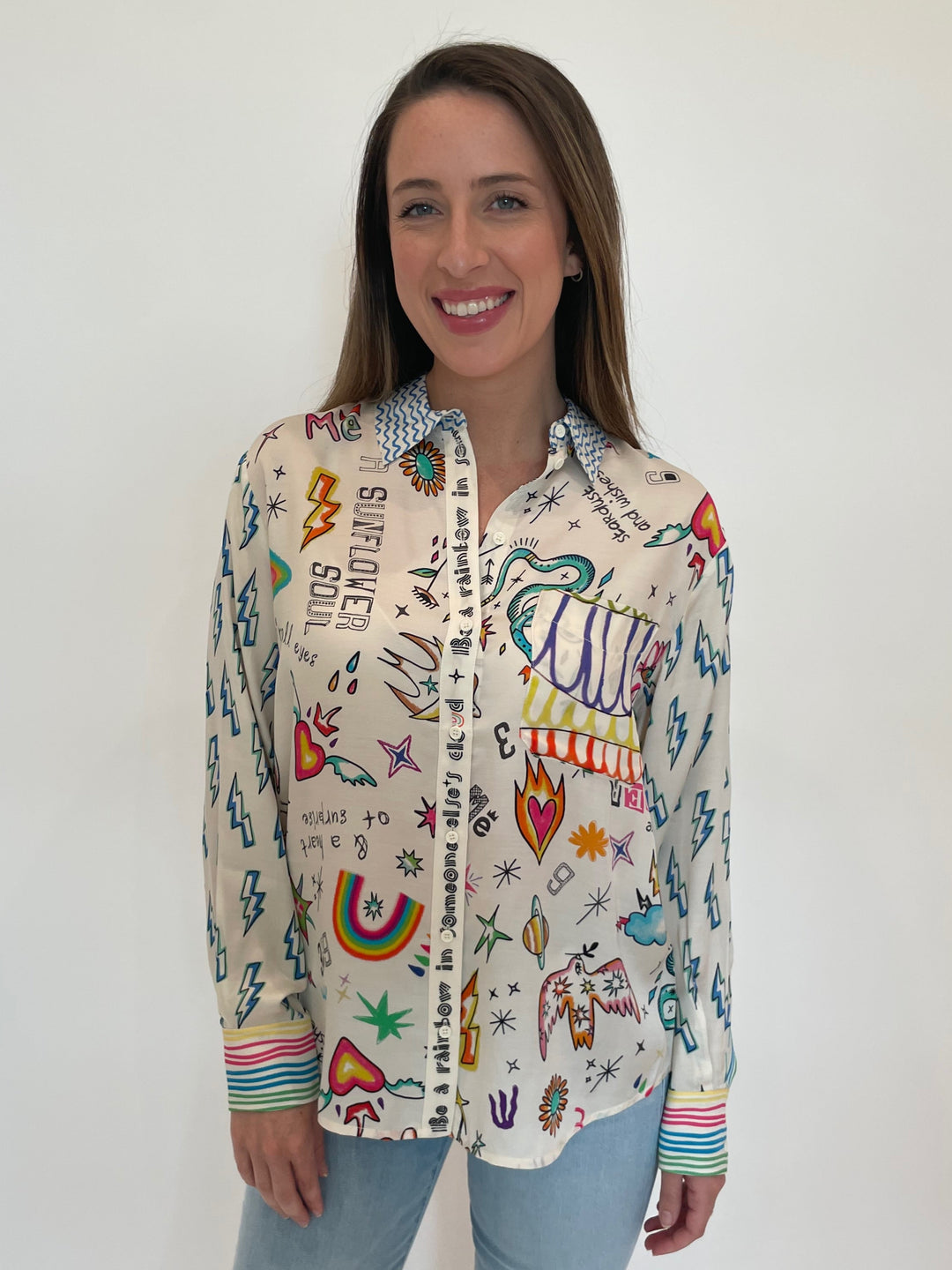 ME369 Isabel Shirt in Enlightenment Print available at Barbara Katz