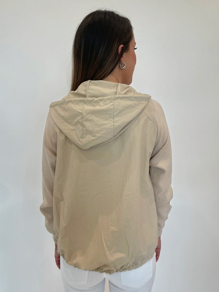 Elliott Lauren Living Proof Zip Front Jacket Hoodie in Khaki available at Barbara Katz