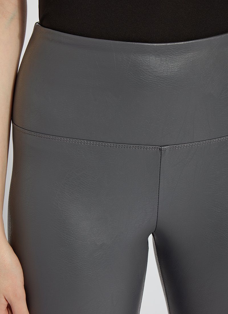Textured Vegan Leather Shaper Legging - Solid Charcoal