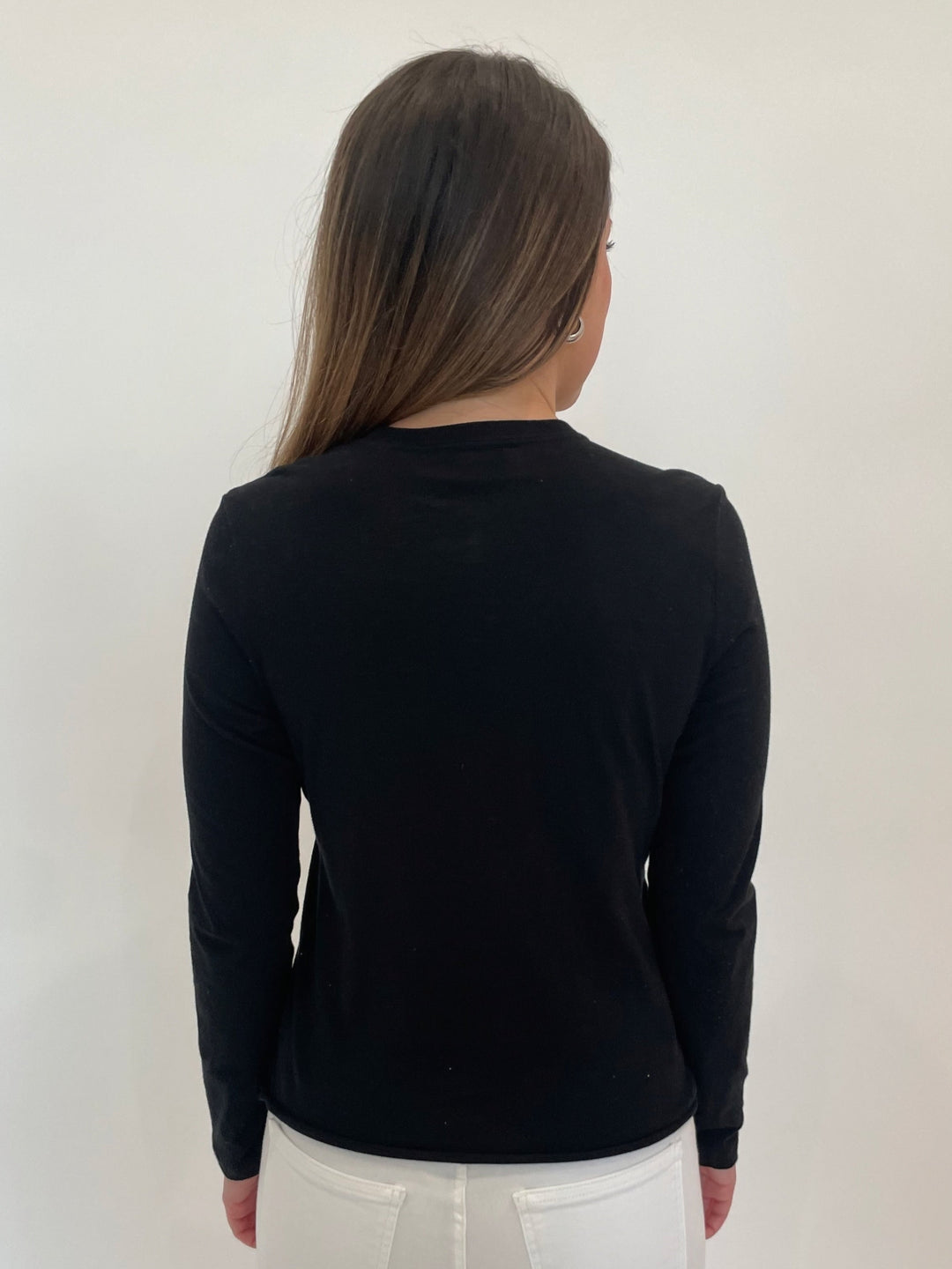 Suzy T Juliet Tee With Crystal Bows in Black available at Barbara Katz