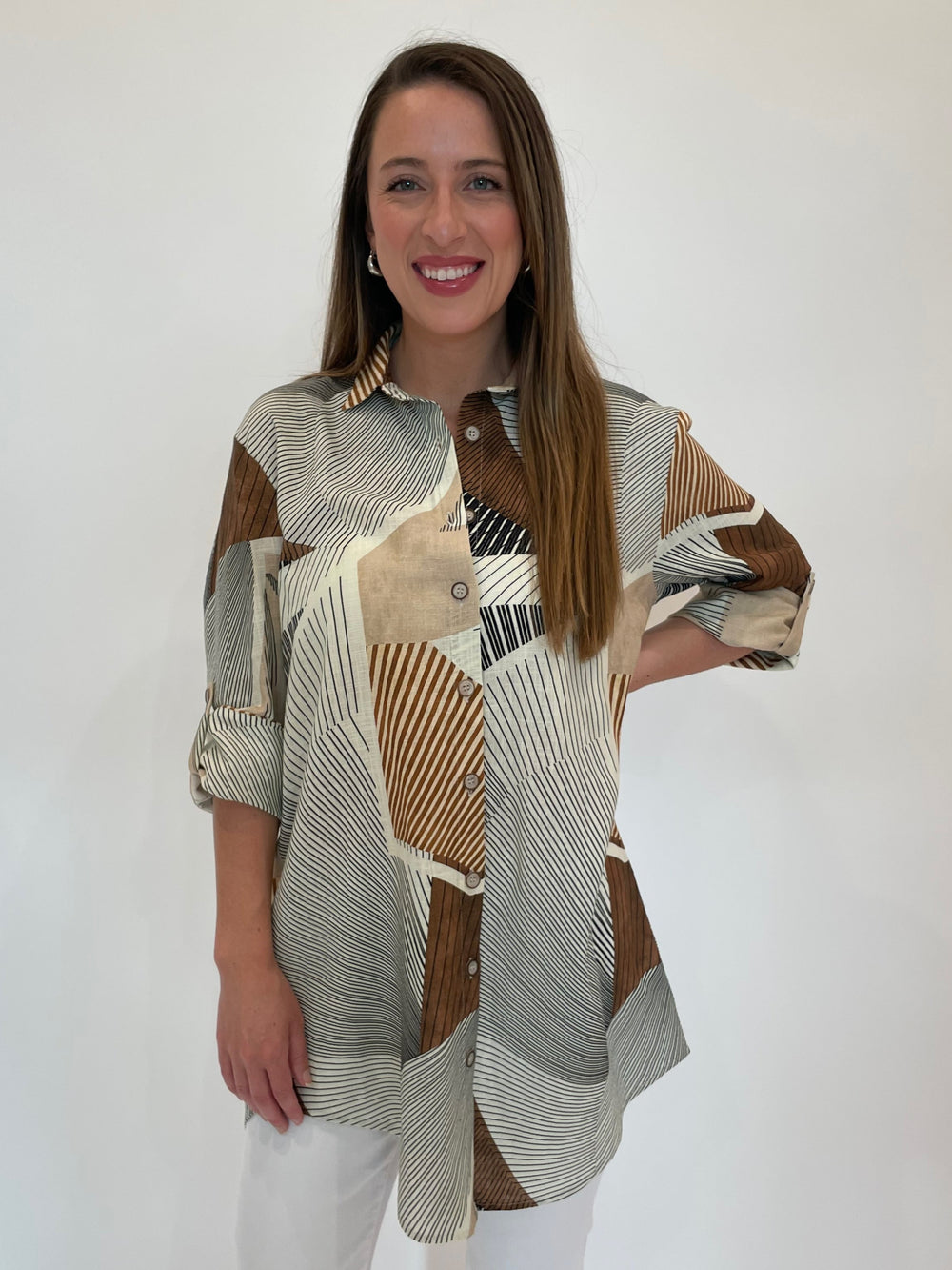 Bariloche Cisco Button Down Shirt in Off White available at Barbara Katz