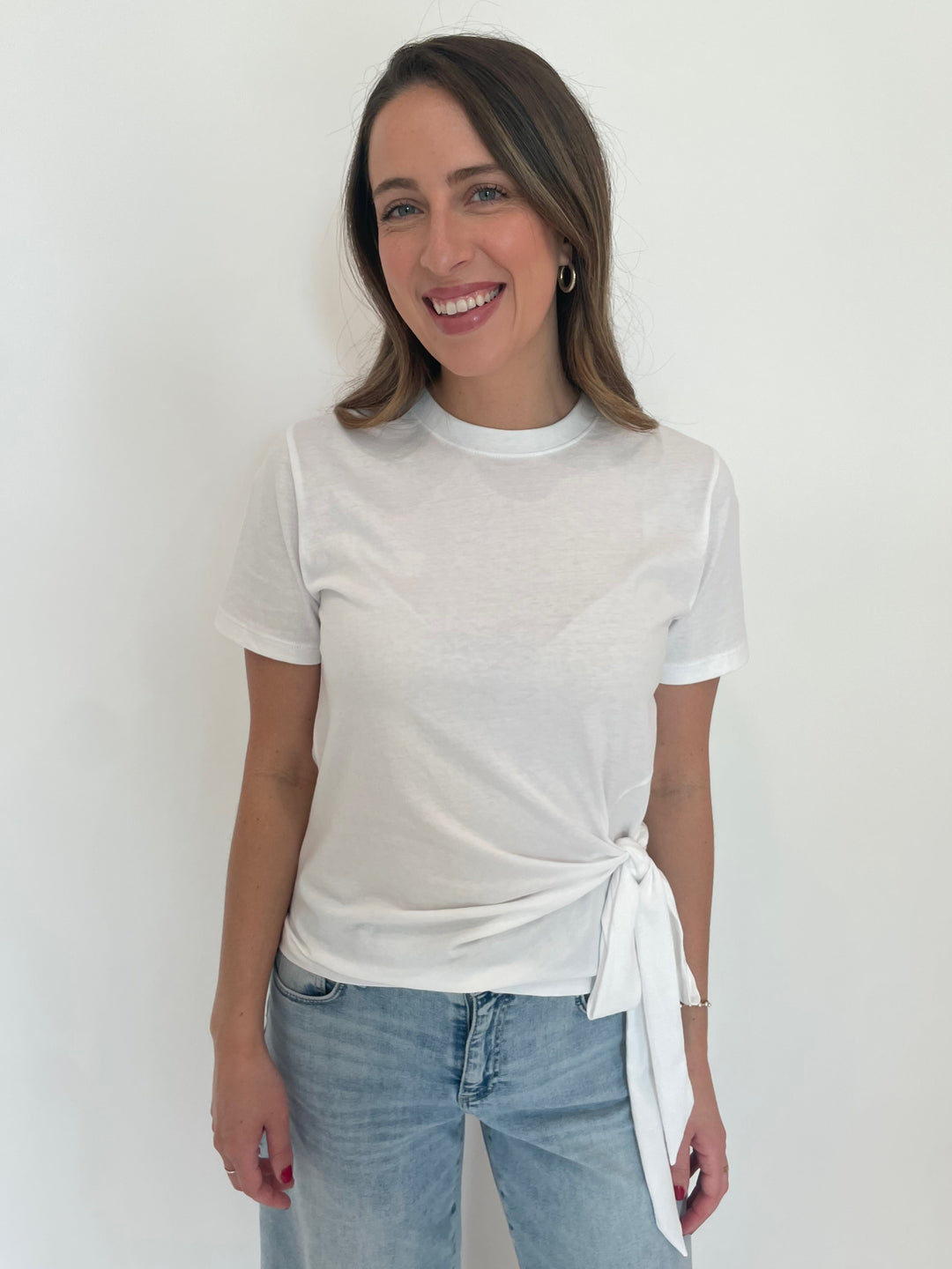 Nation Ltd Vincent Side Tie T-Shirt in White available at Barbara Katz