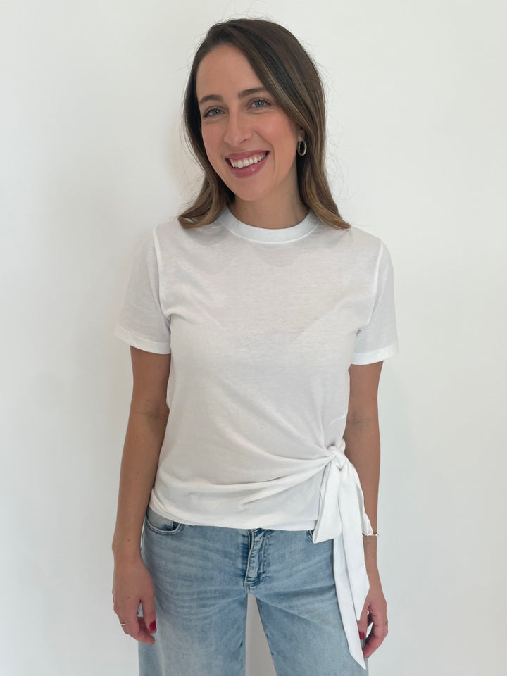 Nation Ltd Vincent Side Tie T-Shirt in White available at Barbara Katz