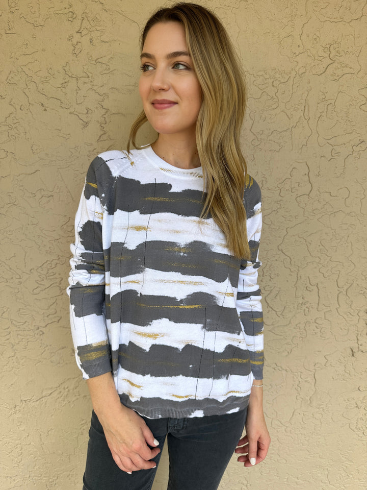Mela Rosa Cotton Handpainted Sweater - Affection