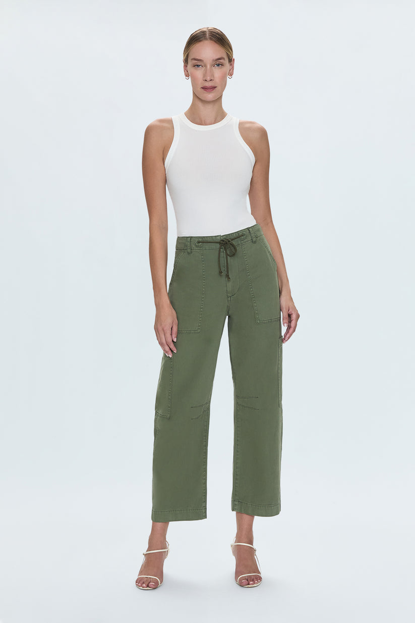 Pistola Sabrina Curved Utility Pants in Meadow available at Barbara Katz