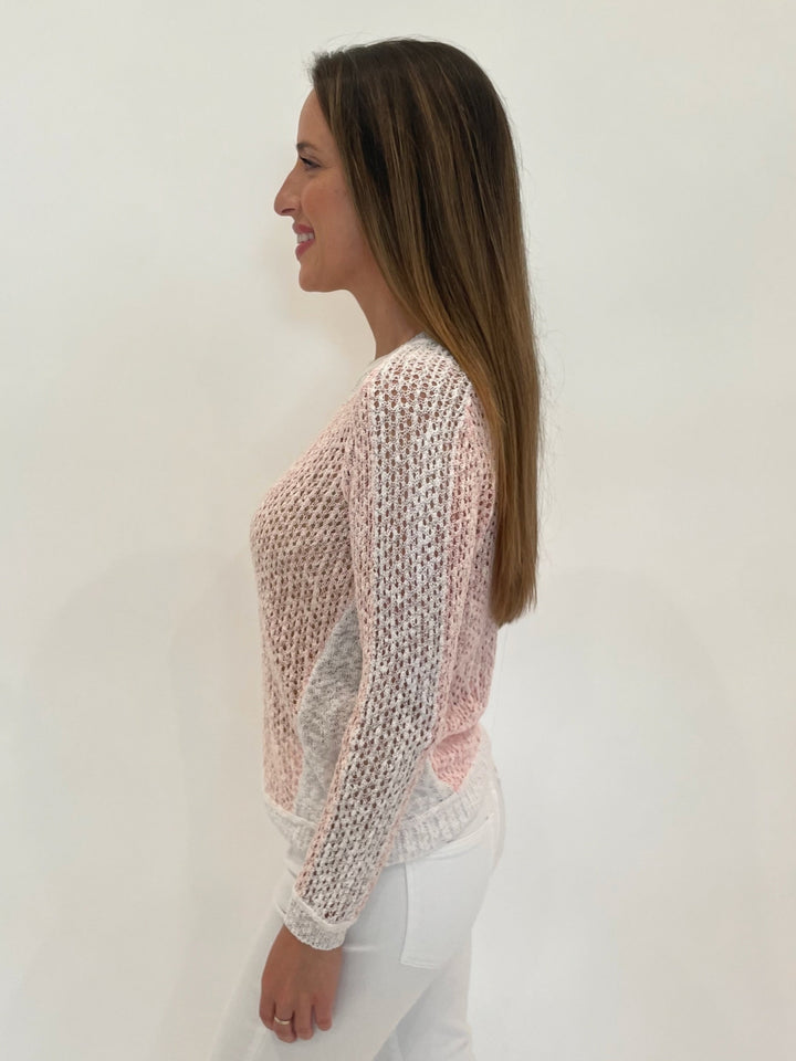Peace of Cloth Lolita Long Sleeve Mesh Sweater in Petal available at Barbara Katz