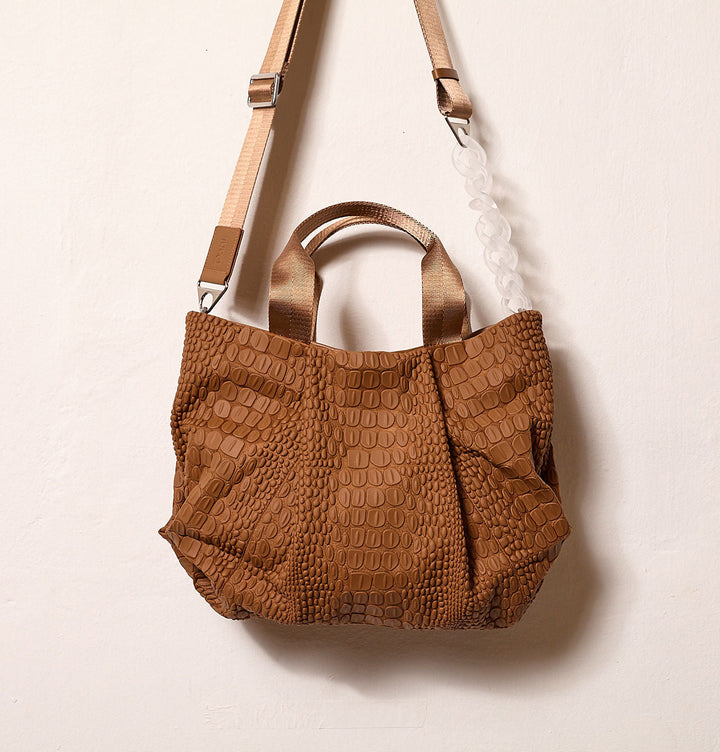 Daniella Lehavi Dani Vegan Tokyo Satchel Crossbody Bag in Caramel available at Barbara Katz