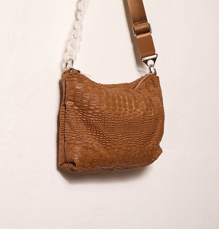 Dani Daniella Lehavi Tokyo Crossbody Bag in Caramel available at Barbara Katz