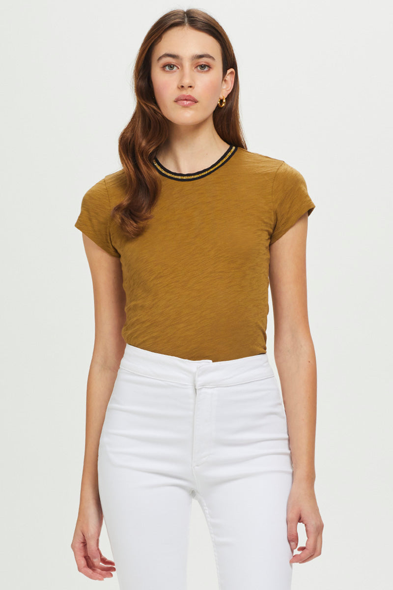 Goldie Gold Shimmer Tipped Ringer Tee