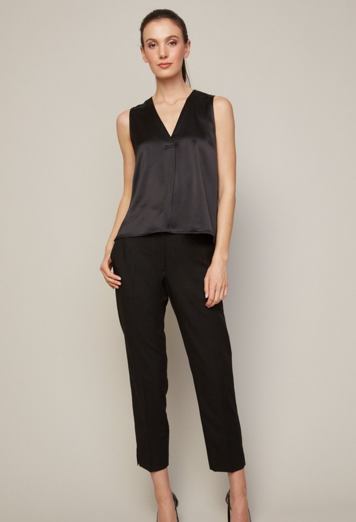 Adroit Atelier True Sleeveless V-neck Blouse - Black available at Barbara Katz