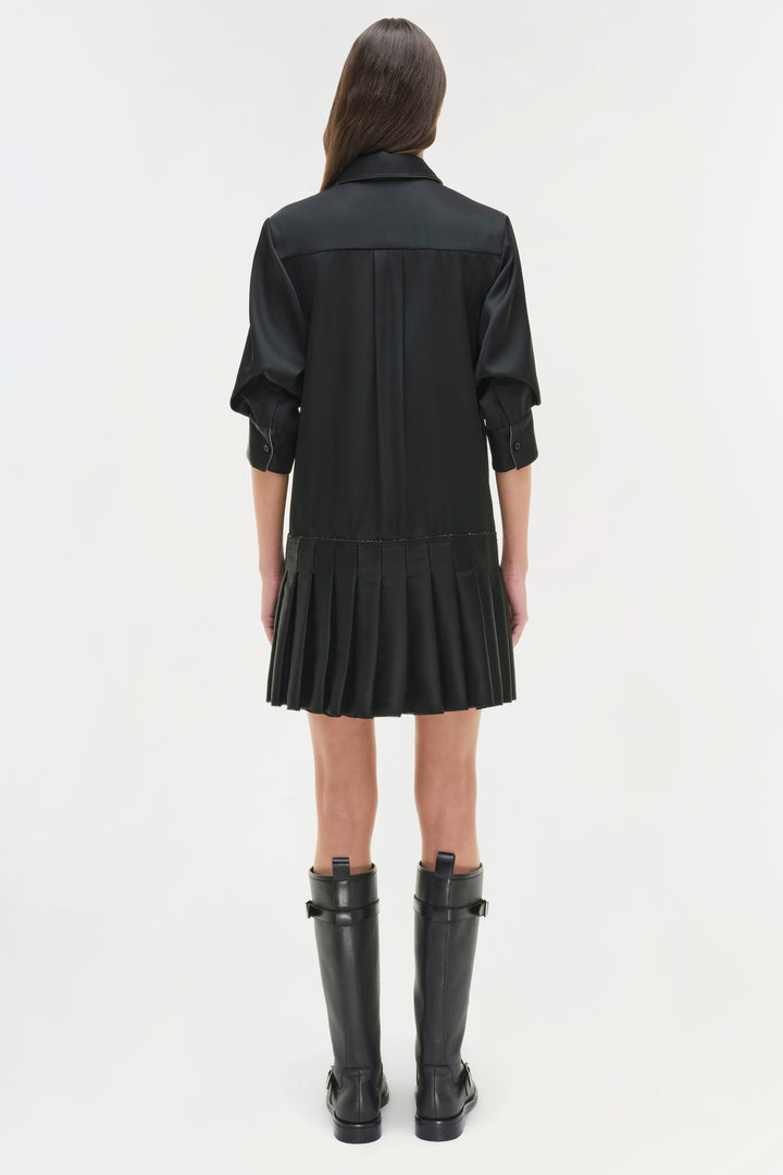 Simkhai Regina Short Sleeve Mini Dress in Black available at Barbara Katz
