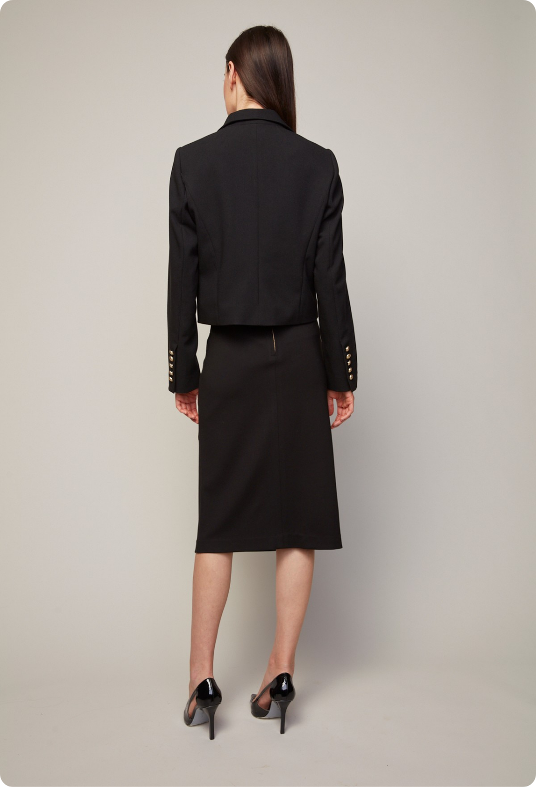 Adroit Atelier Bing Stretch Pencil Skirt With Zipper Detail in Black available at Barbara Katz