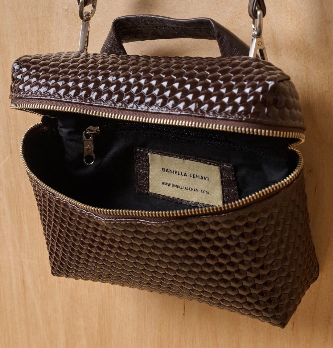 Daniella Lehavi Chicago Box Bag in 3D Chocolate available at Barbara Katz