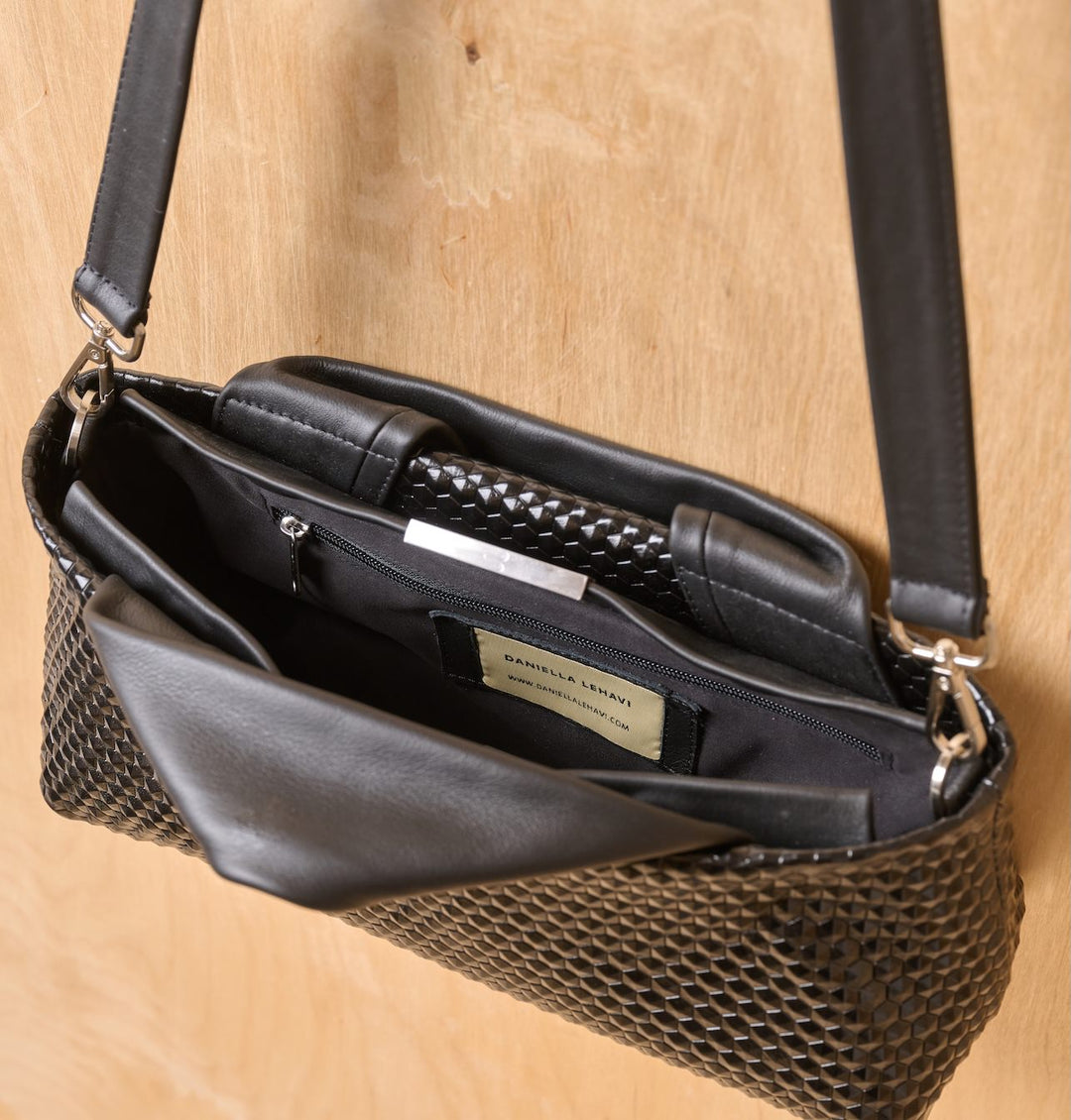 Daniella Lehavi Alexa Landscape Bag in 3D Black available at Barbara Katz