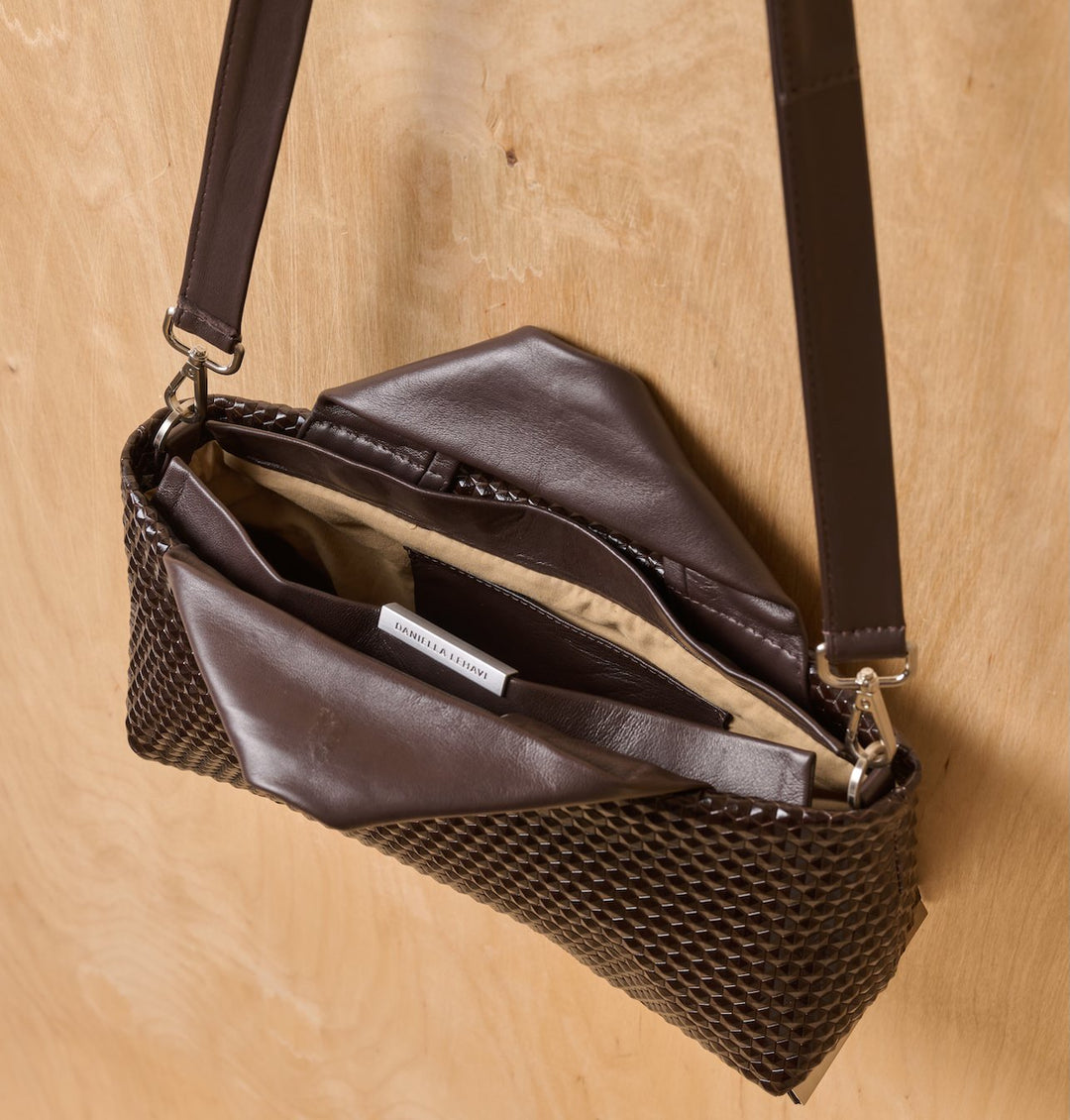 Daniella Lehavi Alexa Landscape Bag in 3D Chocolate available at Barbara Katz