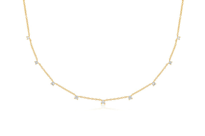EF Collections 14K Yellow Gold 9 Prong Set Diamond Necklace