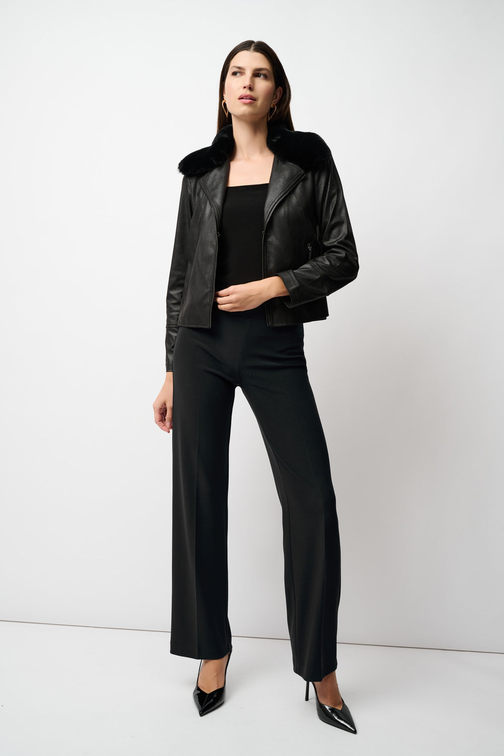 Joseph Ribkoff Classic Wide Leg Pants in Black available at Barbara Katz
