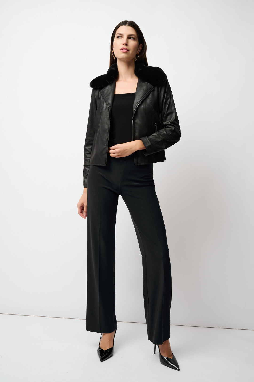 Joseph Ribkoff Classic Wide Leg Pants in Black available at Barbara Katz