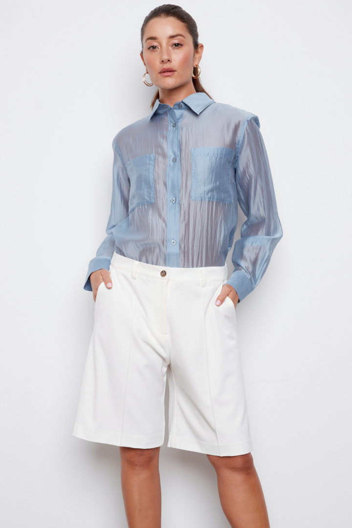 Carson Wide Leg Bermuda Shorts - White
