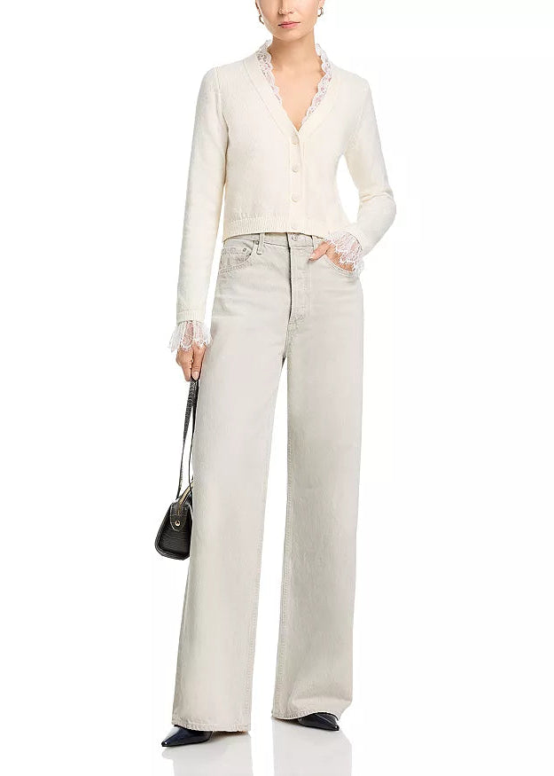 Cinq a Sept Lace Nikko Cardigan in Ivory available at Barbara Katz