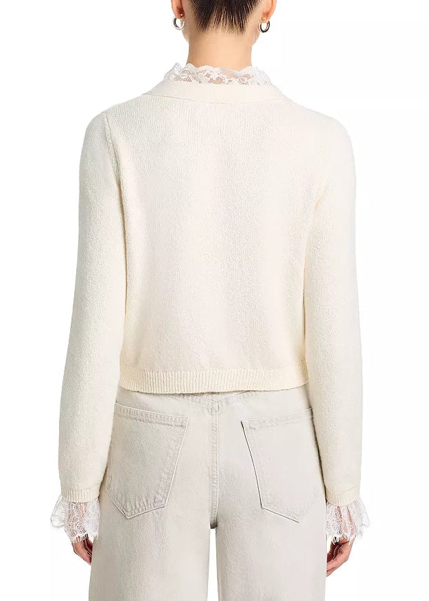 Cinq a Sept Lace Nikko Cardigan in Ivory available at Barbara Katz